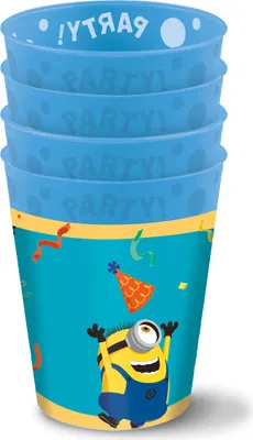 Produktbild von 4 Partybecher Minions Mehrweg blau -