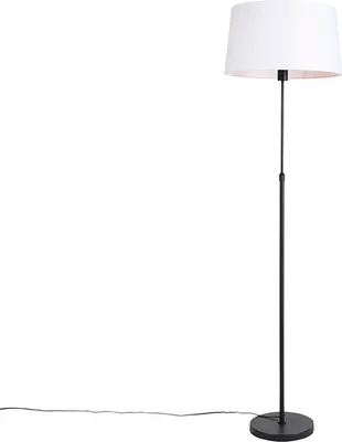 Produktbild von Schwarze Stehlampe mit Weißem Leinenschirm 45 cm Verstellbar Parte