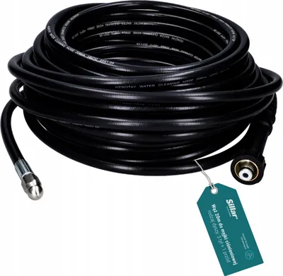 Obrázok produktu pre Hadica na čistenie odtokov Sillar, 20 metrov, pripojenie M22 – kompatibilná s Kärcher K2–K7, HD/HDS, vrátane 3+1 trysiek