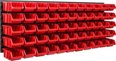 Image de Système de rangement Étagère d'atelier | 115 x 39 cm | 55 pièces Boîte | Étagère murale avec bacs empilables - Panneaux muraux Étagère à bacs extra-robuste Panneau perforé pour outils Étagère de rangement Étagère de garage
