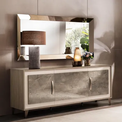 Produktbild von Buffet Anrichte Kommode Spiegel 2tlg Kommoden Holz Möbel Sideboard arredoclassic