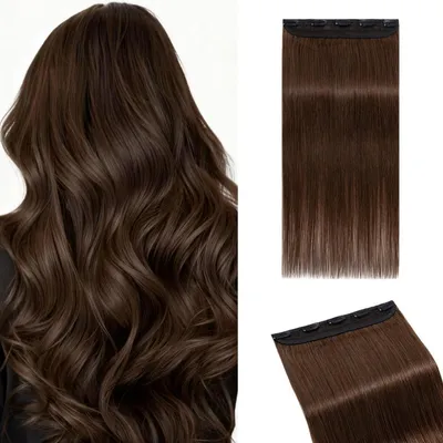 Image de Extensions à clipser, cheveux naturels, 40 cm, brun chocolat, 45 g, avec 5 clips