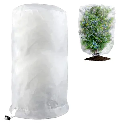 Produktbild von 1 Stück Pflanzenschutz Winter, Weiß Frostschutzhaube, 0,8 x 1 m Pflanzenschutzhülle mit Kordelzugverschluss, wiederverwendbar, für Topfpflanzen, Blumen, Balkonpflanzen.
