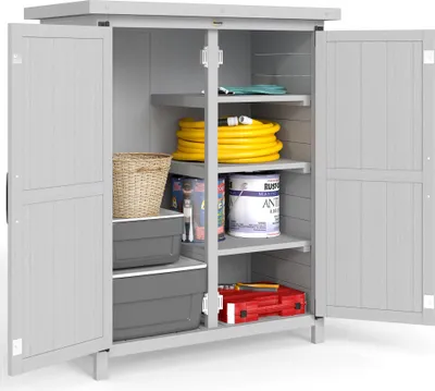 Obrázek produktu pro Zahradní skříň – úložná skříň pro venkovní použití – 75 × 40 × 90 cm – šedá