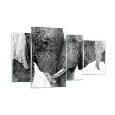 Produktbild von Bilder auf glas - 4 Teile - Elefanten Safari Bond - 120x70cm - Glasbilder - Wandbilder - Bilder - zum Aufhängen bereit - Wanddekoration aus Glas - Glas Bilder - Wandbild auf Glas - GDL120x70-4973