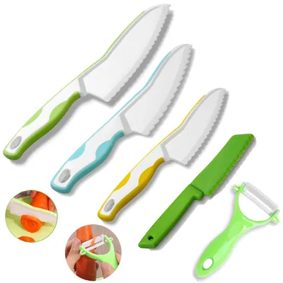 Productafbeelding van Montessori kindermessen set, 5-delig, BPA-vrij, leermessen geschikt vanaf 2 jaar