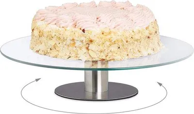 Obrázok produktu pre Otočný tanier na torty so stojanom – Ø 30 cm – sklo – priehľadný