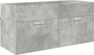 Image de vidaXL Meuble sous lavabo avec rangement Béton Gris Bois composite