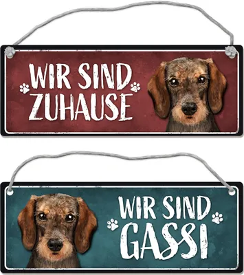 Produktbild von Wir sind Gassi/Zuhause - Dackel Wendeschild mit Kordel Schild Türschild