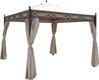 Immagine prodotto di Milani Home - gazebo da giardino Germen, 3 x 3 m, in acciaio con telo in poliestere, con pareti laterali, antracite