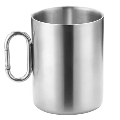 Produktbild von 200 ml/300 ml/400 ml Camping-Wasserbecher, Edelstahl-Kaffeetasse, Teetasse mit Karabinergriff