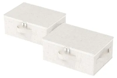 Immagine prodotto di Organizer pieghevole sotto il letto - Beige - 2 pezzi - 38 x 26 x 15 cm - Cotone e lino