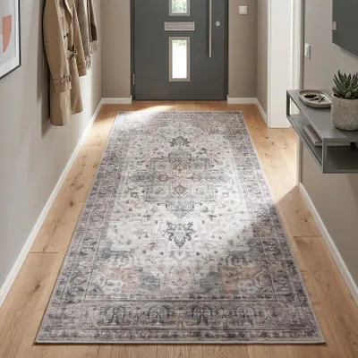 Image de Homebyhome Tapis lavable vintage tapis court couloir cuisine chambre design oriental entretien facile Taille: 80x150 cm