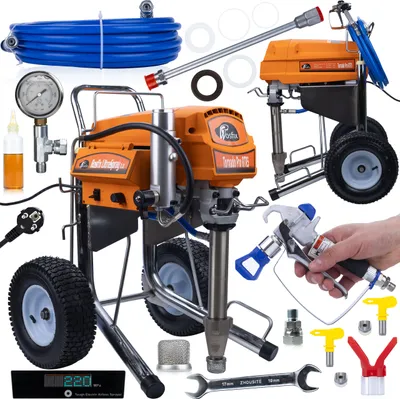 Produktbild von Rosfix Tornado Pro RTR5 UltraSpray – Airless Farbspritzgerät 4000 W, 22 MPa, 6,5 l/min | Für Farbe, Spachtelmasse, Epoxid, Hydroschutz | Profi Kolbenpumpe Malergerät