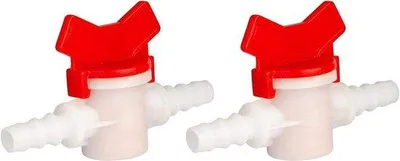 Produktbild von Gartenhähnchen-Kit - Einlaufventile - Wasserdruckregulierung - Grifflüftchen für große Ventile - 2 Stück 2,5 cm Durchmesser - Rot