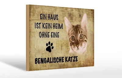 Produktbild von Holzschild Spruch 30x20cm Bengalische Katze ohne kein Heim
