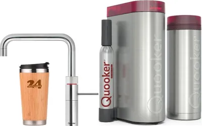 Produktbild von QUOOKER FUSION SQUARE Festauslauf Chrom VAQ PRO3 mit CUBE 2 (3FSCHRCUBE) 100°C Kochendwasserhahn mit Trinkwassersystem Inklusive Thermobecher