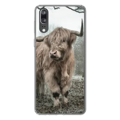 Produktbild von MuchoWow® Handyhülle Schutzhülle Hülle für Huawei P20 Schottischer Highlander - Wald - Nebel - Kuh - Tiere - Natur Silikon Softcase Handy Hülle - Hardcover