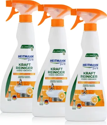 Produktbild von Heitmann Kraft-Reiniger Essig+Orange 500ml entfernt Schmutz und Kalk (3er Pack)