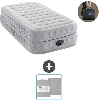Produktbild von Einzelbetten Luftmatratze 99 x 191 x 51 cm - Grau - Mit Pump und Bettwäsche