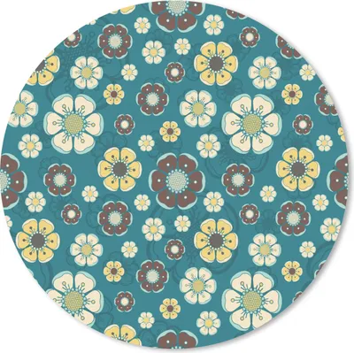 Produktbild von MuchoWow® Mauspad Mousepad Retro - Blumen - Muster - Blau 40x40 cm - Mousepads - Maus Mat - Pad - Mausunterlage - Schreibtisch Accessoires