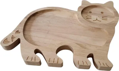 Produktbild von Snackteller Katze aus Holz, Kindersnackteller