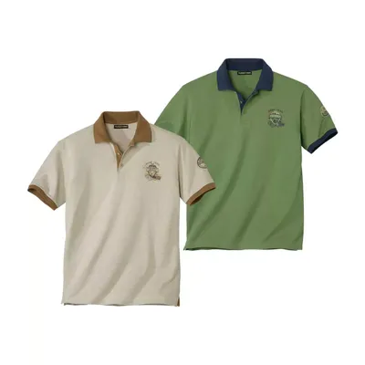 Immagine prodotto di Atlas For Men - Polo da uomo (confezione da 2) a maniche corte AF485 (XL) (beige/verde)