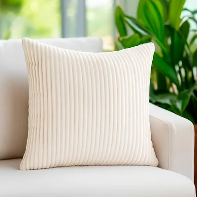 Produktbild von heimtexland ® Cord Dekokissen 45x45 Kissenhülle Bezug Sofakissen Super Soft Kissenbezug passend zu Kuscheldecke Typ767 Creme