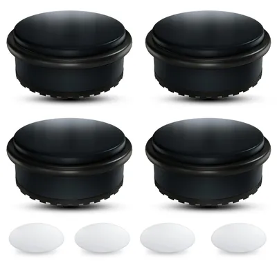 Produktbild von Türstopper aus Edelstahl, schwarz [4 Stück] + 4 Wandhalterungen – , kein Bohren erforderlich, 1,1 kg – schwer – 10 x