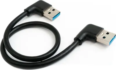 Produktbild von USB 3.0 Kabel 30 cm Typ A Stecker zu Stecker rechter Winkel in Schwarz