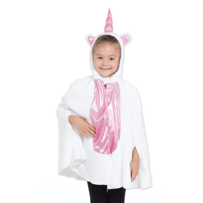 Productafbeelding van Bristol Novelty Kinder-/Meisjesregenponcho met capuchon, eenhoornmotief, model BN1893 (one size) (wit/roze)