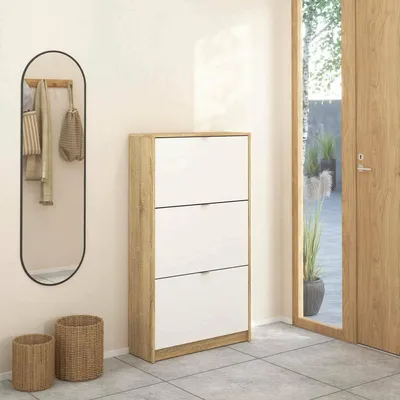 Produktbild von Schuhschrank - Schuhregal Eichebraun 24,05x70,3x123,6h cm