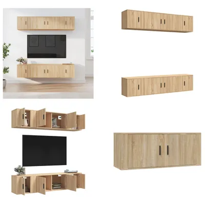 Produktbild von vidaXL 6 tlg. TV Schrank Set Sonoma Eiche Holzwerkstoff - TV-Schrank-Set - TV-Schrank-Sets - Wohnwand - Schrankwand