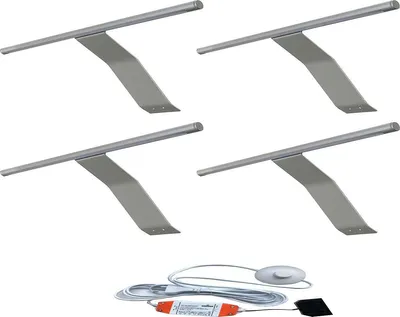 LED Schrankleuchte Alu 4er Set, warmweiß 3000K, mit Fußschalter