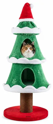 Produktbild von KOMFOTTEU Kratzbaum, 130 cm hoch Katzenkratzbaum in Form von Weihnachtsbaum