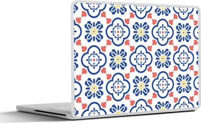Produktbild von MuchoWow® Laptop Aufkleber Sticker Cover Blume - Blau - Rot - Muster 30x22 cm - Laptop-Sticker