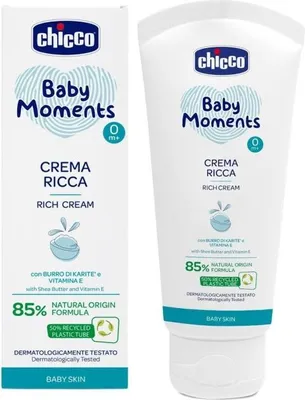 Zdjęcie produktu dla CHICCO Krem odywczy Baby Moments 85% skadnikw naturalnych 100 ml, 0 miesicy+