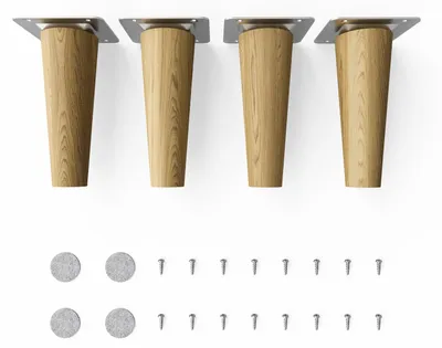 Produktbild von 4x sossai Holzfüße rund - gerade Ausführung 12cm Eiche