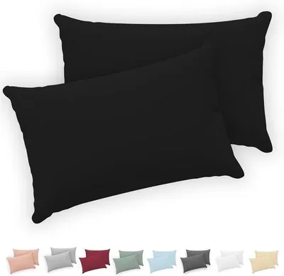Productafbeelding van Famanu kussensloop set, 2 stuks, 40x60 cm, 100% katoenen jersey, zwart, met rits