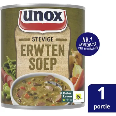 Produktbild von Unox Erwtensoep 300g – traditionelle niederländische Erbsensuppe, schnell & herzhaft