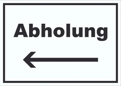 Produktbild von Abholung Schild mit Text und Richtungspfeil links Post waagerecht A0 (841x1189mm)