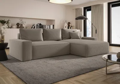 Produktbild von BEDANTE ECKSOFA MONA mit Schlaffunktion POSO 03 Hellbraun Rechts L-Form Sofa mit Stauraum Bettkasten Wohnzimmersofa Couch Sofa Bettsofa Bettkasten Bettcouch