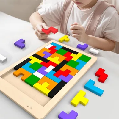 Produktbild von Holzpuzzle Tangram Montessori Legespiel bunt Kinder