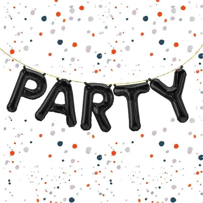 Produktbild von Folienballon Schriftzug Party, Schwarz, ca. 40 cm für Luftbefüllung