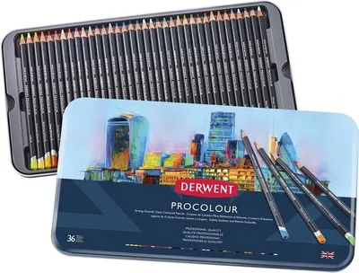 Image de DERWENT Procolour crayons de couleur à pigments, 36pcs dans une boîte en métal