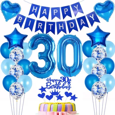 Immagine prodotto di Set di decorazioni per il 30° compleanno, con palloncini e decorazioni per la torta
