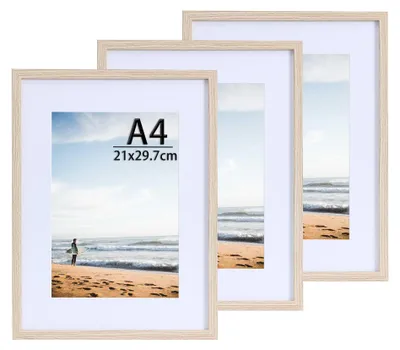 Produktbild von Omgoods – Set aus 3 Holzbilderrahmen im Format A4 – 21x30 cm, geeignet für Zertifikate und Poster