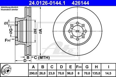 Produktbild von ATE Bremsscheibe Vorderachse 24.0126-0144.1