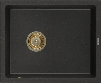 Produktbild von Mexen Pedro 1-Becken-Granit-Spüle 560 x 460 mm, Schwarz/Gold metallisch, Siphon Gold - 6508561000-75-G