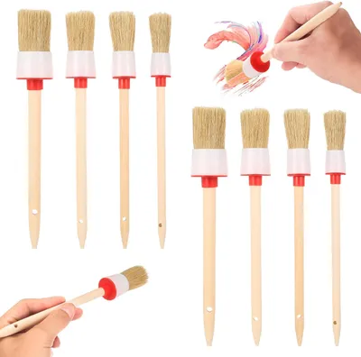 Produktbild von Runde Pinselset 8 Stück, Schweineborsten, Holzgriff, für Wandfarbe